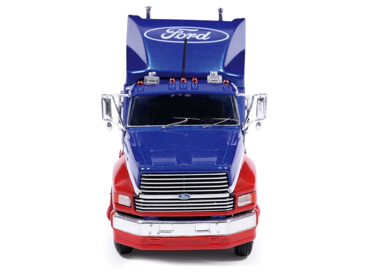 1990 Ford Aeromax Truck Tractor Blue Metallic and Red with White Stripes 1/64 Diecast Model Car by IXO Models IXO