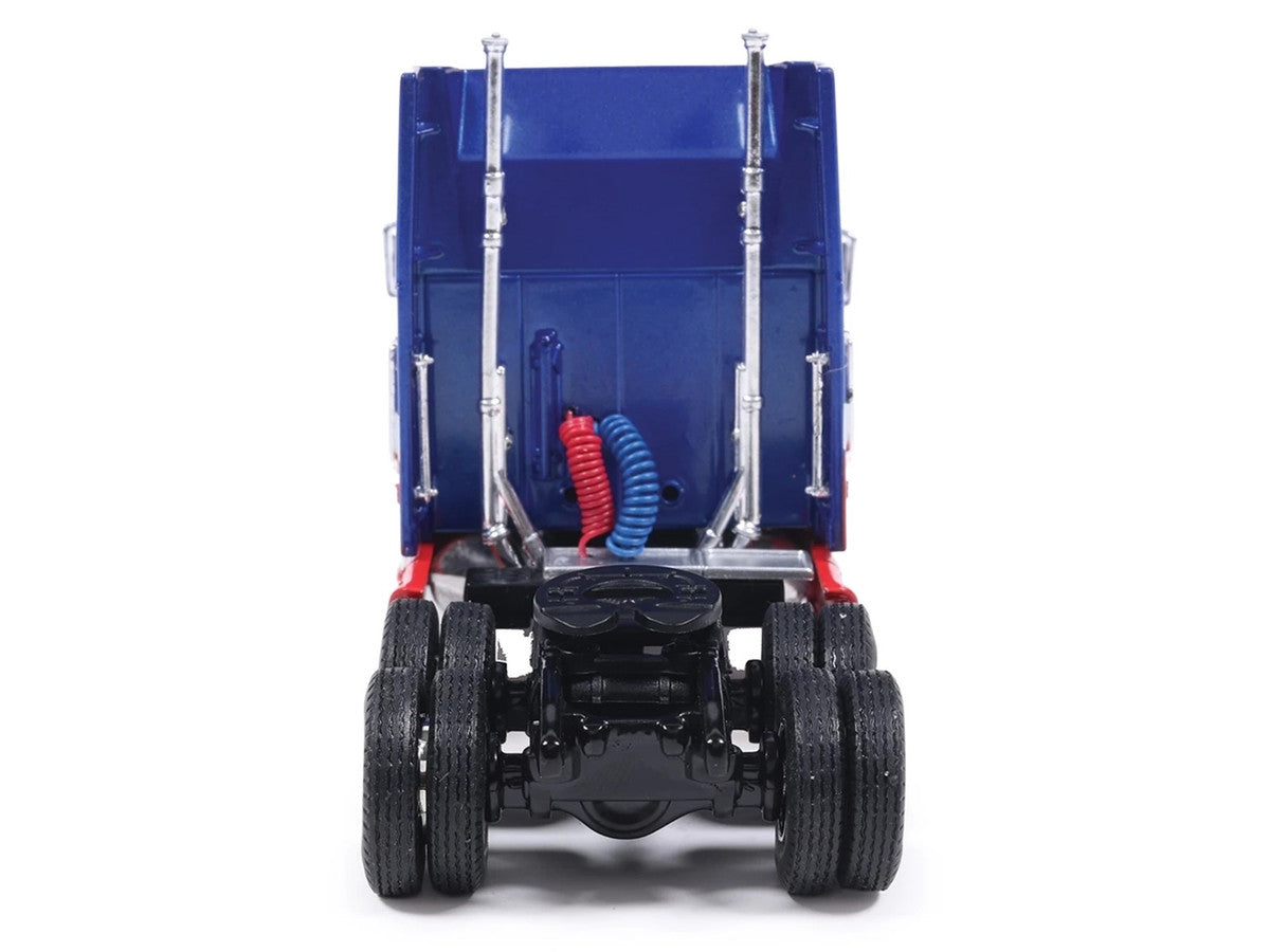 1990 Ford Aeromax Truck Tractor Blue Metallic and Red with White Stripes 1/64 Diecast Model Car by IXO Models IXO