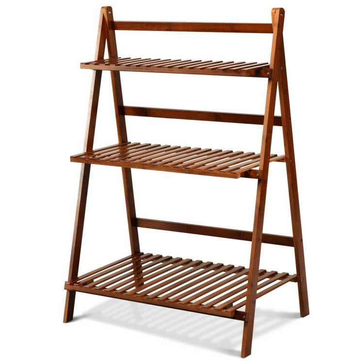 Farmhouse Indoor/Outdoor 3 Tier Folding Plant Stand Planter Shelving Unit FastFurnishings