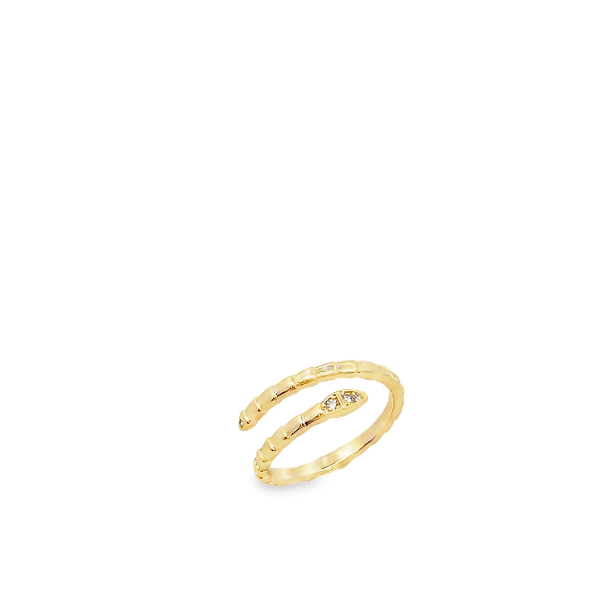 Open Snake Ring with CZ Accents – Adjustable Serpent Ring (D69A) MIA J