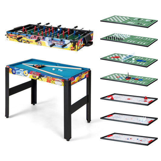 12-in-1 Combo Game Table Set with Foosball Air Hockey Pool Chess and Ping Pong W2B