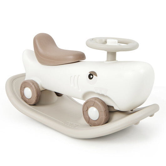 Convertible Rocking Horse and Sliding Car with Detachable Balance Board-Dark Gray