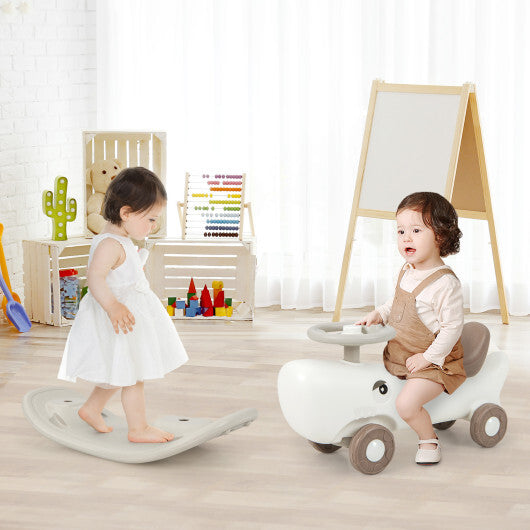 Convertible Rocking Horse and Sliding Car with Detachable Balance Board-Dark Gray