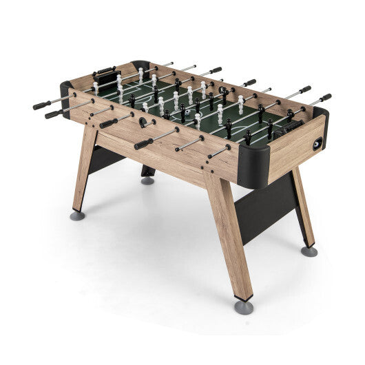 54 Inch Foosball Table Arcade Soccer Game Table with 2 Balls and 26 Players-Natural