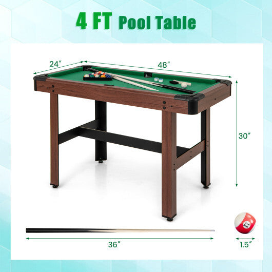 48 Inch Pool Wooden Game Table with Full Set of Ballsfor Kids and Adults-Blue
