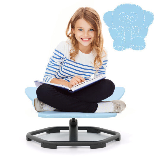 Kids Sensory Swivel Chair Elephant 360 Spinning Chair with Non-Slip Metal Base-Light Blue