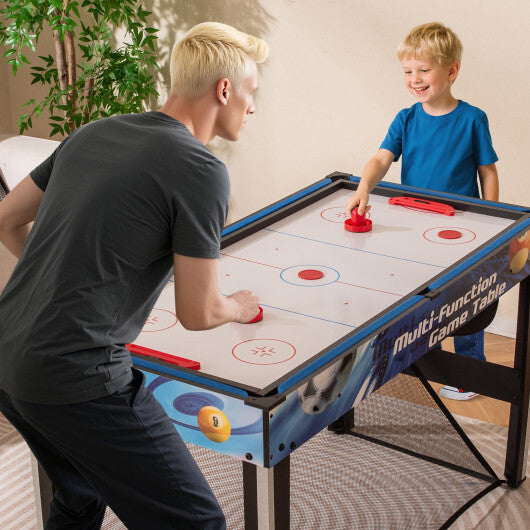 10-in-1 Combo Game Table Set with Table Tennis  Basketball  Soccer-Blue