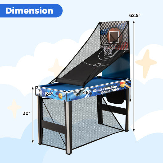 10-in-1 Combo Game Table Set with Table Tennis  Basketball  Soccer-Blue W2B