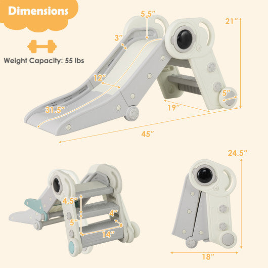 2 in 1 Baby Slide with Climber for Toddlers Age 18+ Months-Gray W2B