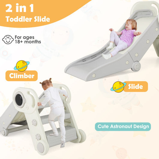 2 in 1 Baby Slide with Climber for Toddlers Age 18+ Months-Gray W2B