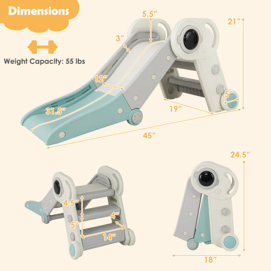 2 in 1 Baby Slide with Climber for Toddlers Age 18+ Months-Gray W2B
