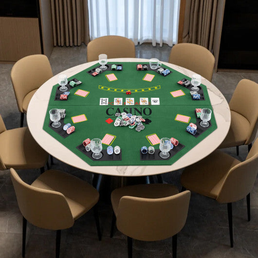 8-Player Foldable Poker Table Top with Carrying Bag-Blue W2B
