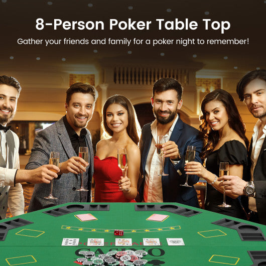 8-Player Foldable Poker Table Top with Carrying Bag-Blue W2B