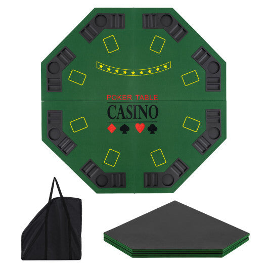 8-Player Foldable Poker Table Top with Carrying Bag-Blue W2B