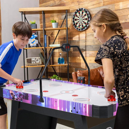 56 Inch Air Hockey Table with LED Digital Scoreboard and Powerful 12V Motor-White W2B