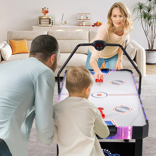 56 Inch Air Hockey Table with LED Digital Scoreboard and Powerful 12V Motor-White W2B