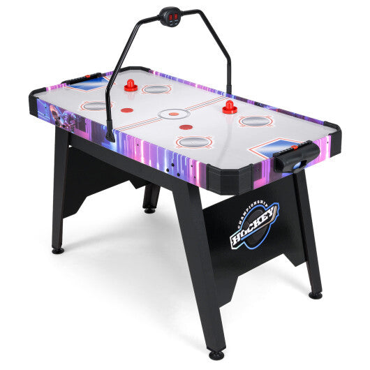 56 Inch Air Hockey Table with LED Digital Scoreboard and Powerful 12V Motor-White W2B