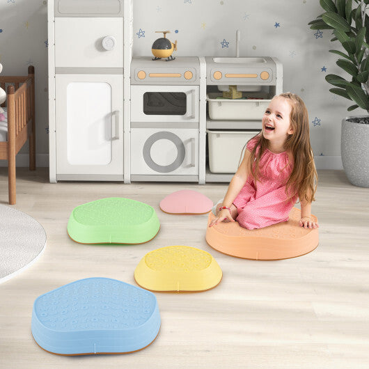Stepping Stones for Kids 5 PCS Non-Slip Balance Stones with Storage Bag-Macaron