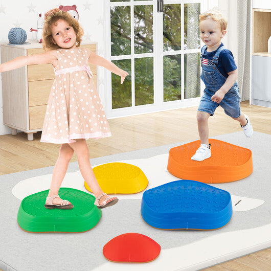 Stepping Stones for Kids 5 PCS Non-Slip Balance Stones with Storage Bag-Macaron