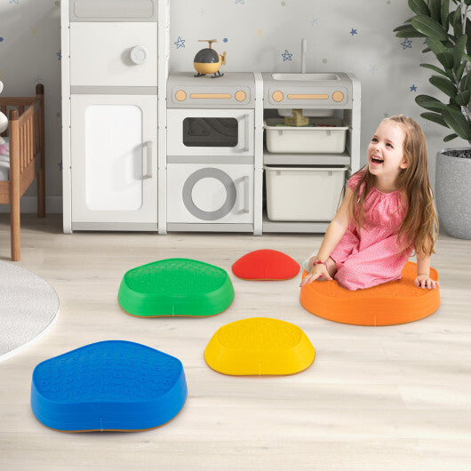 Stepping Stones for Kids 5 PCS Non-Slip Balance Stones with Storage Bag-Macaron