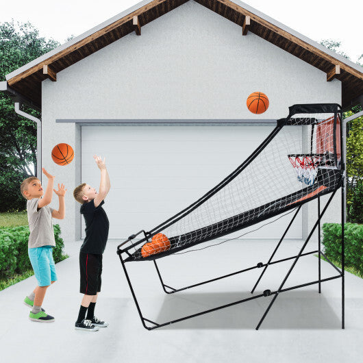 Foldable Basketball Arcade Game Kids Basketball Hoop Machine with 8 Exciting Playing Modes W2B
