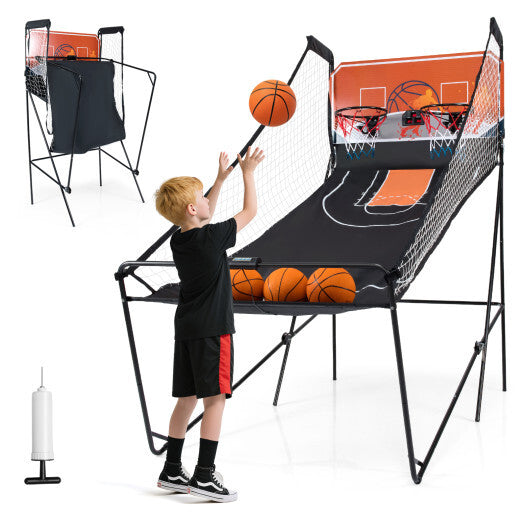 Foldable Basketball Arcade Game Kids Basketball Hoop Machine with 8 Exciting Playing Modes W2B