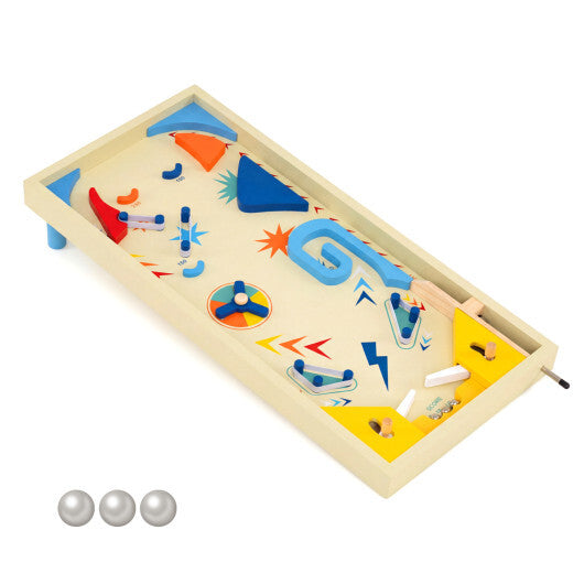 Wooden Pinball Machine with 3 Balls for Kids 6+ and Adults W2B