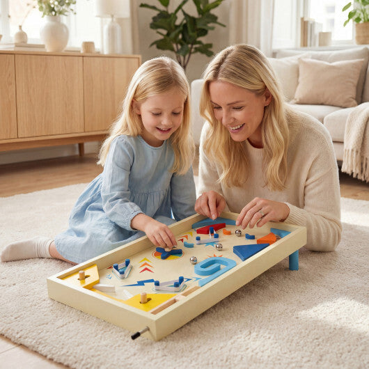 Wooden Pinball Machine with 3 Balls for Kids 6+ and Adults W2B