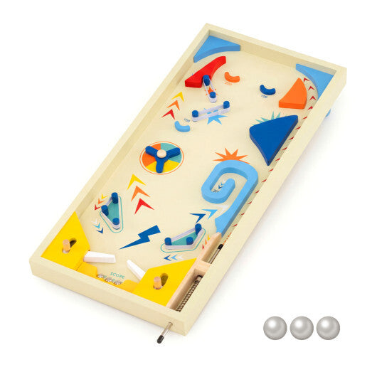 Wooden Pinball Machine with 3 Balls for Kids 6+ and Adults W2B