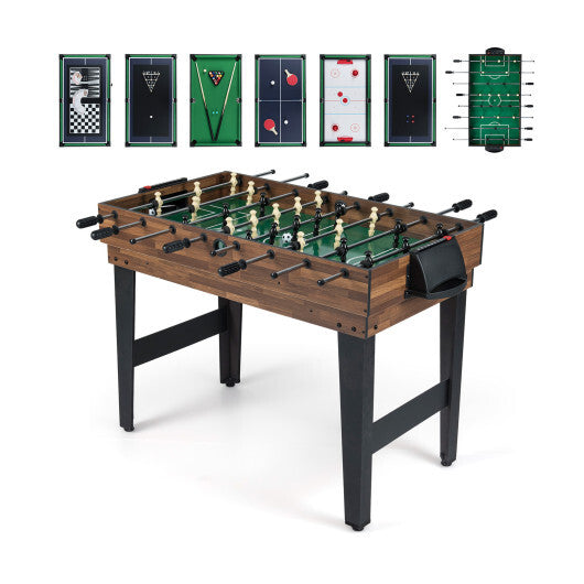 10-in-1 Combo Game Table Set 50inch Multi-Game Table with Foosball-Brown W2B
