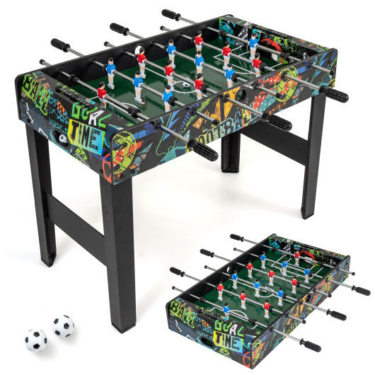 37 Inch Mini Foosball Table 2-in-1 Game Table with Detachable Legs for Tabletop-Black