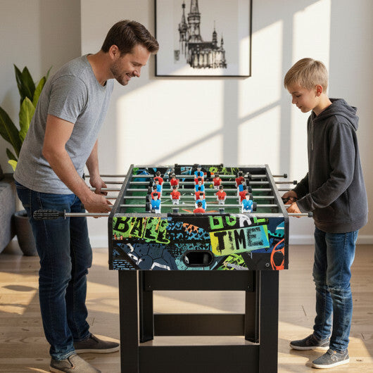 37 Inch Mini Foosball Table 2-in-1 Game Table with Detachable Legs for Tabletop-Black