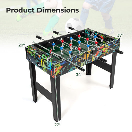 37 Inch Mini Foosball Table 2-in-1 Game Table with Detachable Legs for Tabletop-Black