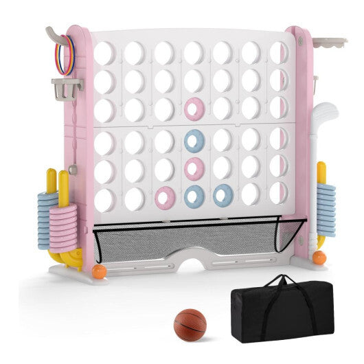 Giant 4-in-a-Row Game Set Jumbo 4-to-Score Game with Storage Bag-Pink W2B