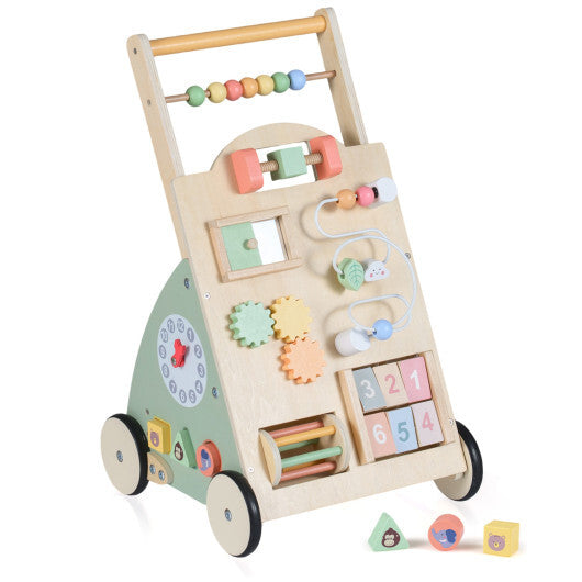 Wooden Baby Walker with Wheels and Storage Basket W2B