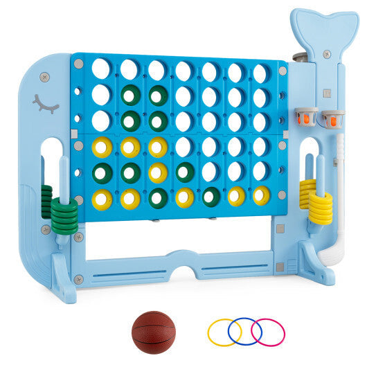 Giant 4-to-Score Game Set Jumbo Connect Four Game with Ring-toss-Blue W2B