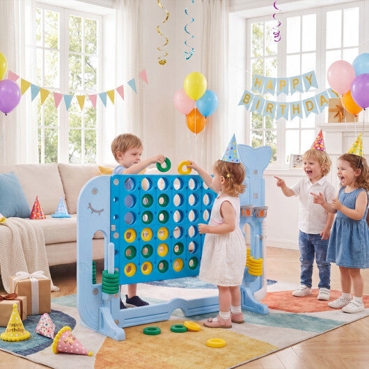 Giant 4-to-Score Game Set Jumbo Connect Four Game with Ring-toss-Blue W2B