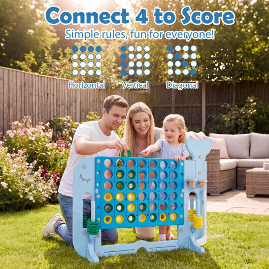 Giant 4-to-Score Game Set Jumbo Connect Four Game with Ring-toss-Blue W2B