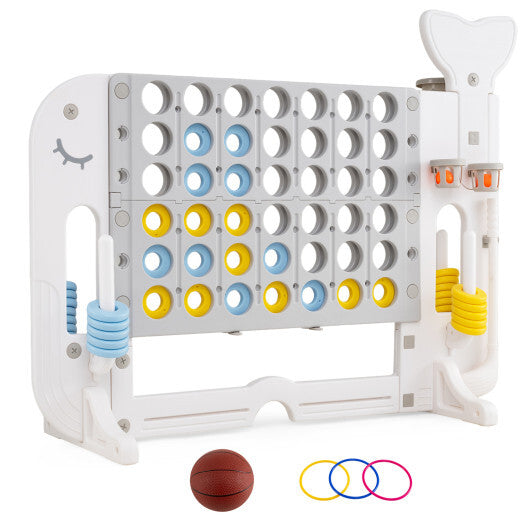 Giant 4-to-Score Game Set Jumbo Connect Four Game with Ring-toss-Blue W2B
