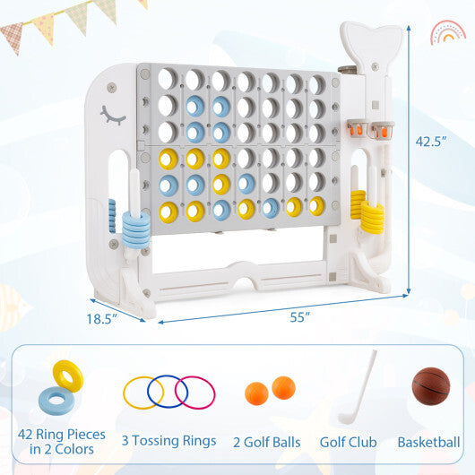 Giant 4-to-Score Game Set Jumbo Connect Four Game with Ring-toss-Blue W2B