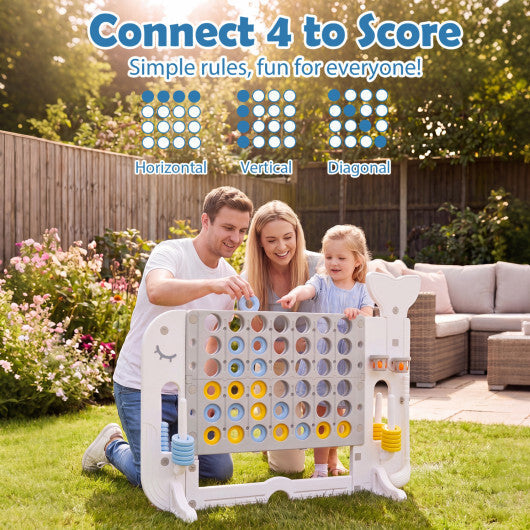Giant 4-to-Score Game Set Jumbo Connect Four Game with Ring-toss-Blue W2B
