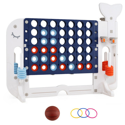 Giant 4-to-Score Game Set Jumbo Connect Four Game with Ring-toss-Blue W2B