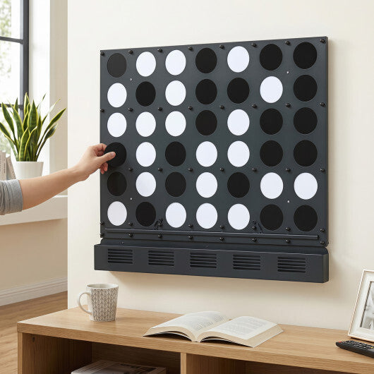 Wall-mounted Metal Connect-4 Game with Acrylic Discs-Walnut W2B