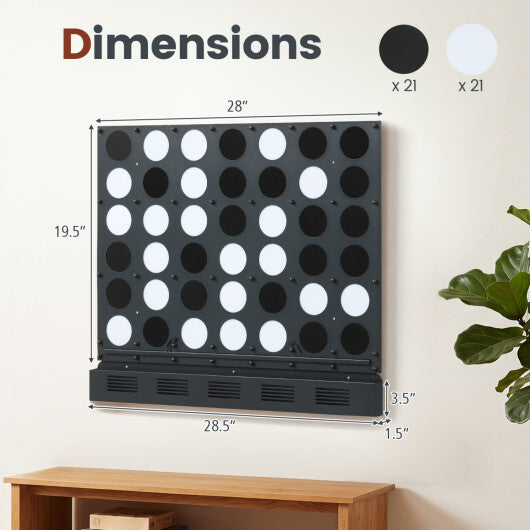 Wall-mounted Metal Connect-4 Game with Acrylic Discs-Walnut W2B