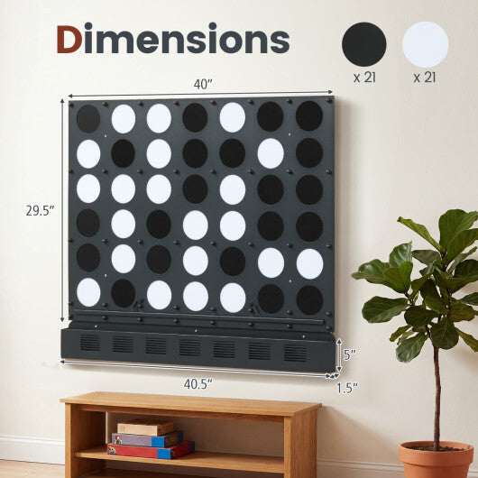 Wall-mounted Jumbo 4-in-a-Row Game with Acrylic Discs-Walnut W2B