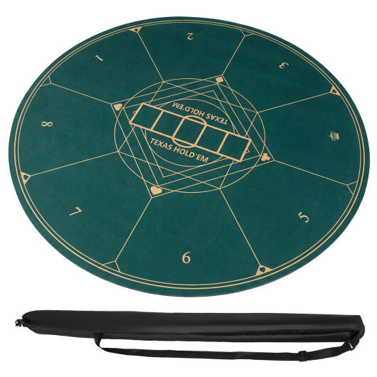 Round Poker Mat for Texas Hold'em 40 inch Portable Foldable Anti-Slip Rubber Base Table Layout-Green W2B