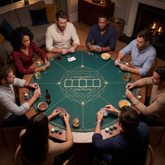 Round Poker Mat for Texas Hold'em 40 inch Portable Foldable Anti-Slip Rubber Base Table Layout-Green W2B