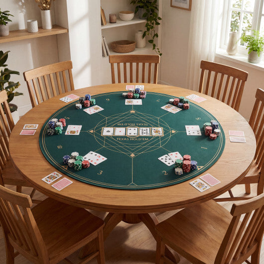Round Poker Mat for Texas Hold'em 40 inch Portable Foldable Anti-Slip Rubber Base Table Layout-Green W2B