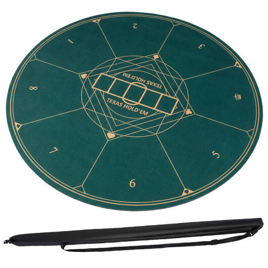 Round Poker Mat for Texas Hold'em 55 inch Portable Foldable Anti-Slip Rubber Base Table Layout-Green W2B