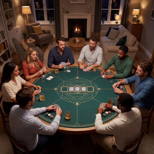 Round Poker Mat for Texas Hold'em 55 inch Portable Foldable Anti-Slip Rubber Base Table Layout-Green W2B